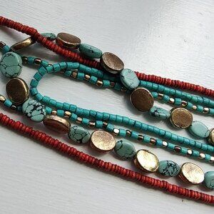 Vintage Red/Turquoise/Cream Necklace
